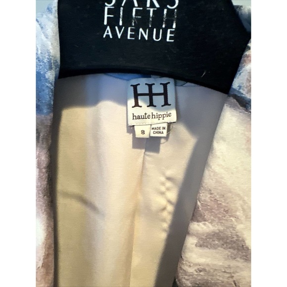 Haute Hippie Watercolor Silk Cropped Tuxedo Blazer Size 8 - Picture 4 of 9